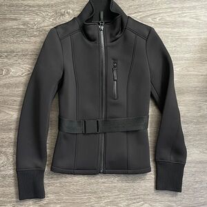 Zara Sleek Black Ski Jacket with Belt